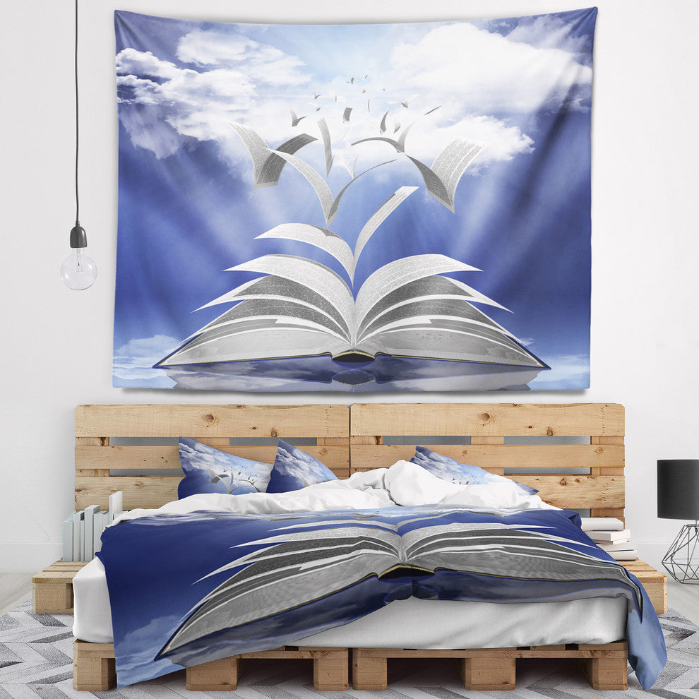 Book Pages Skyward Abstract Wall Tapestry, 39"x32"