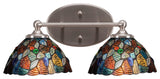 Capri 2-Light Bath Bar, Brushed Nickel/Blue Mosaic Art