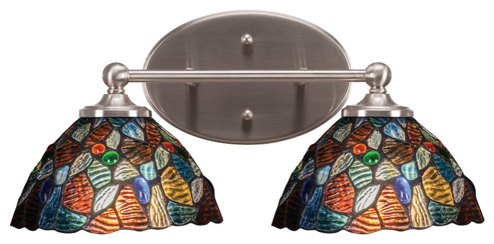 Capri 2-Light Bath Bar, Brushed Nickel/Blue Mosaic Art