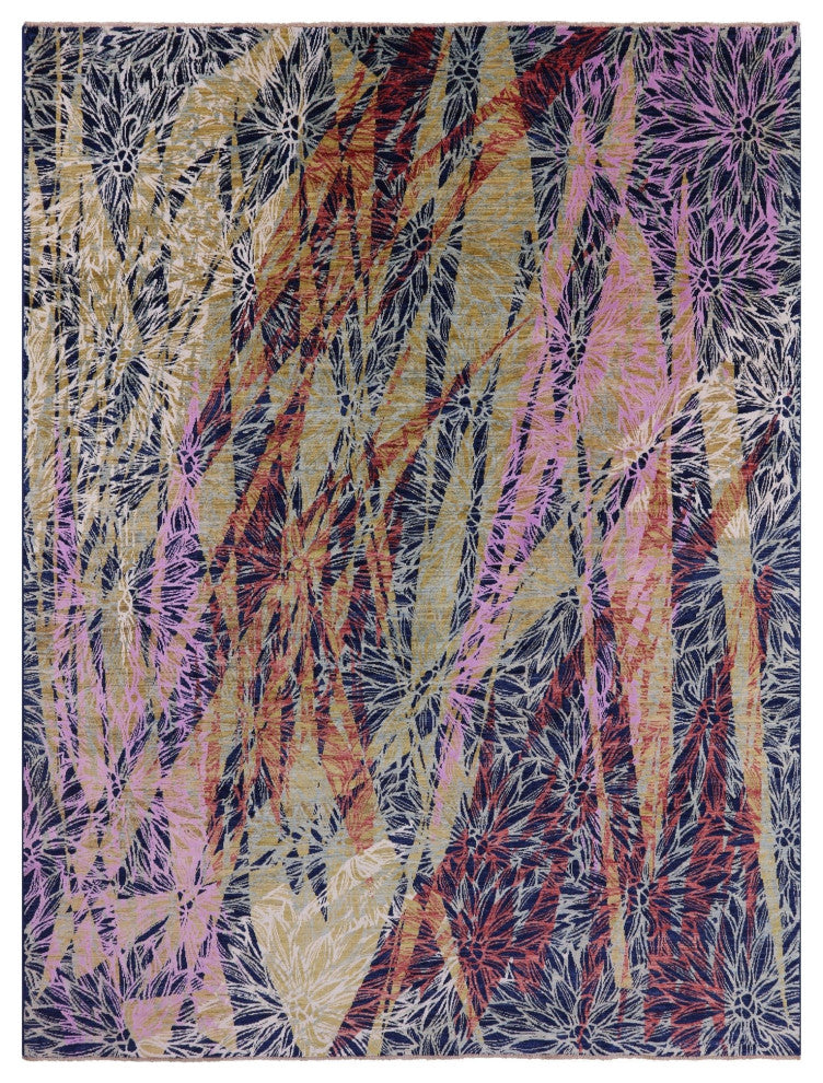 Wool and Silk Modern Handmade Rug 8' 10" X 11' 10" Q7333