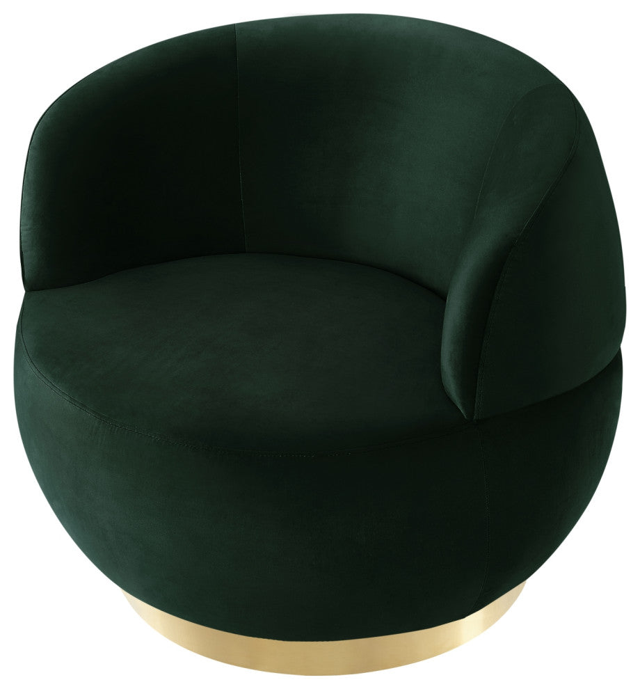 Inspired Home Shaniyah Accent Chair, Swivel, Hunter Green/Gold Velvet