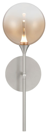 Iissa, Wall Sconce, 19", Satin Nickel, Amber Glass