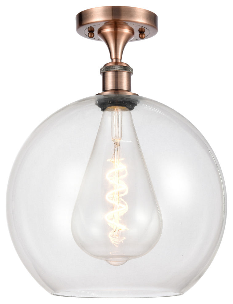 Innovations 516-1C-AC-G122-12 1-Light Semi-Flush Mount, Antique Copper