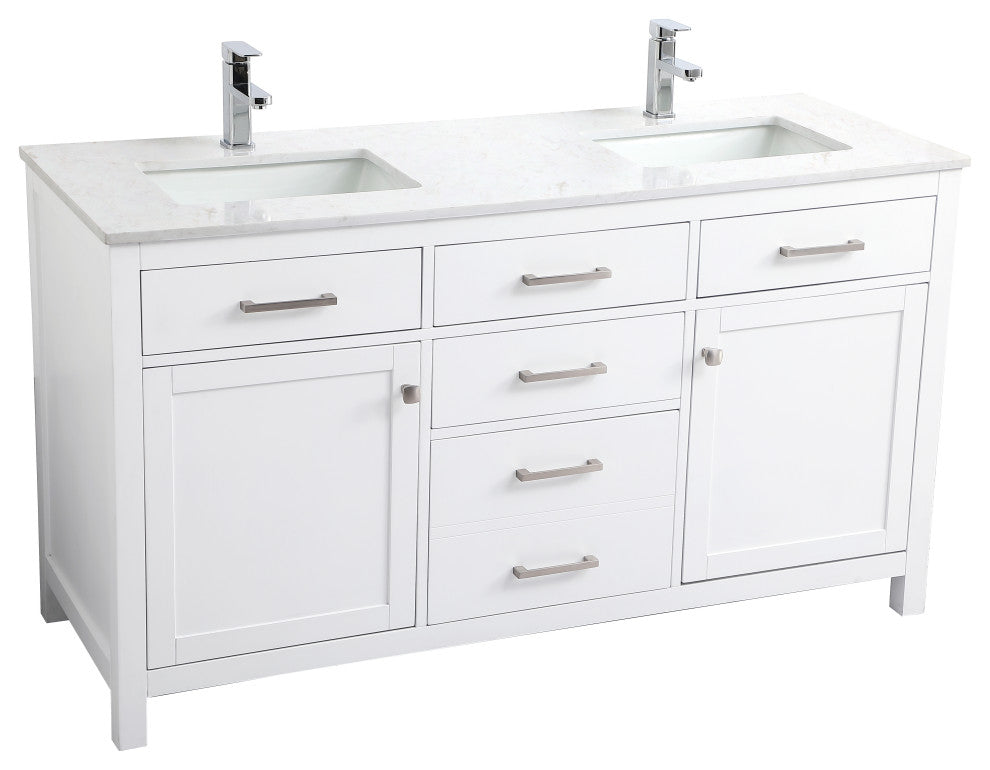 60" Double Bathroom Vanity, White