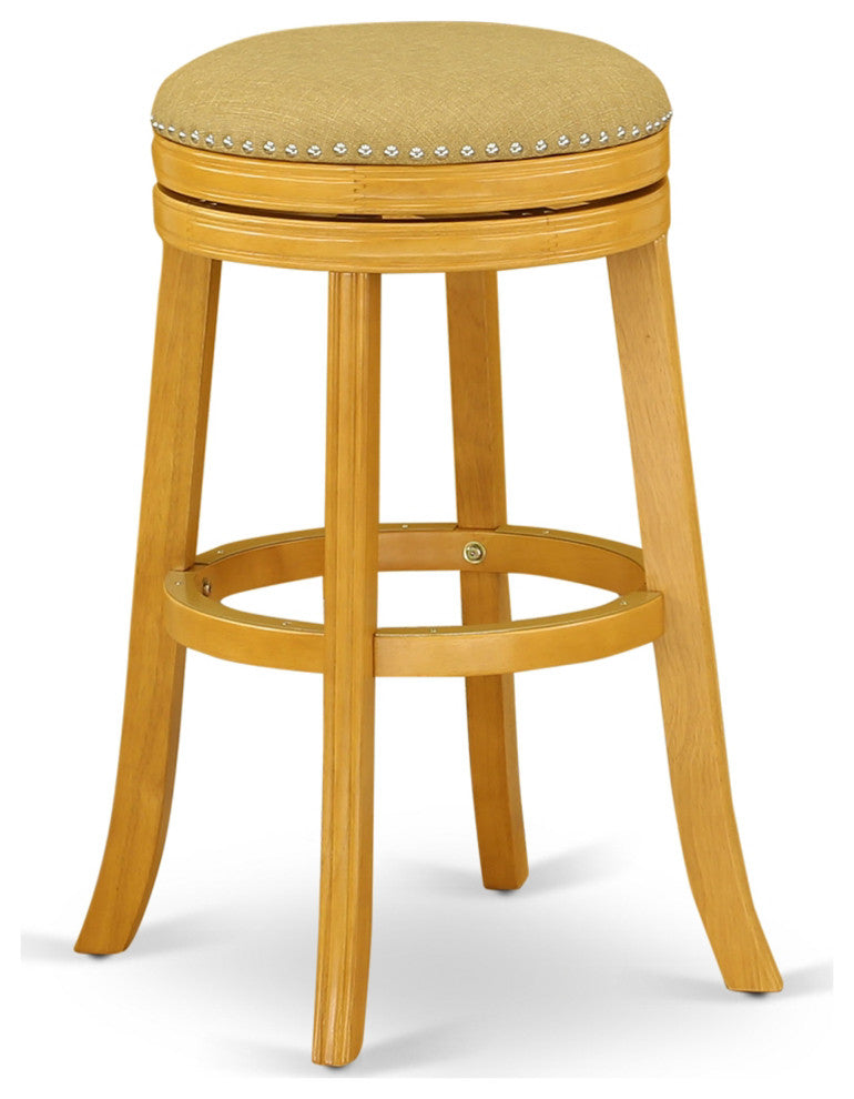 Swivel Backless Barstool 30'' Seat Height, Oak Leg, F12-16 Pu Leather Vegas Gold