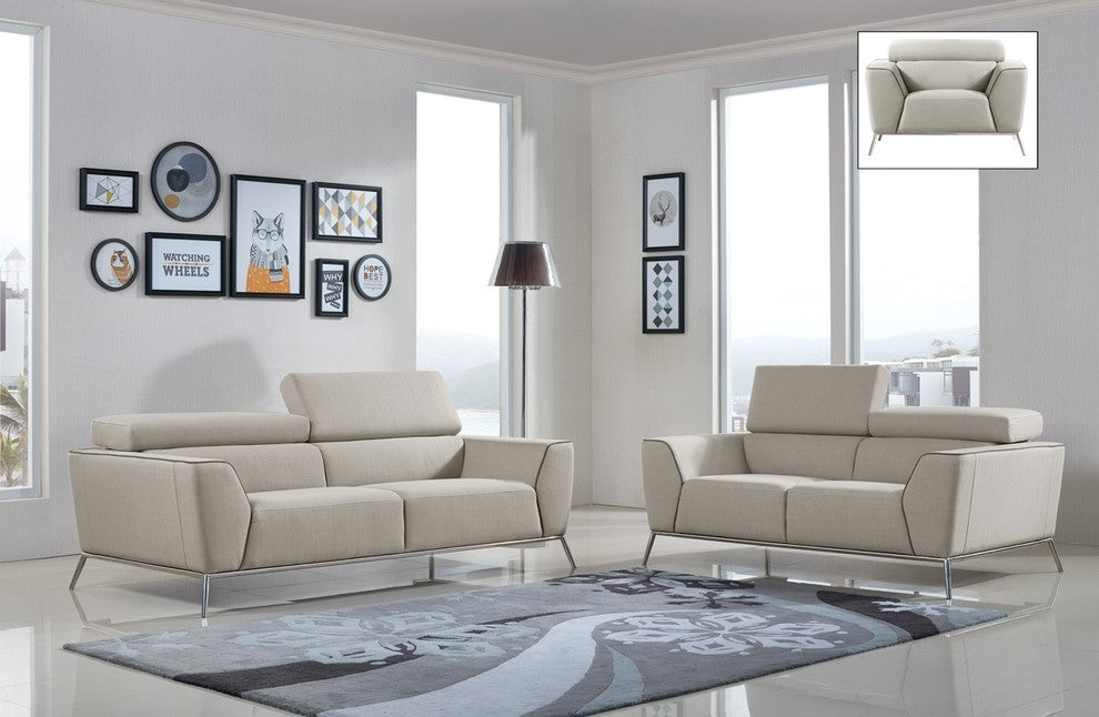Divani Casa Velva Beige With Brown Piping Armchair