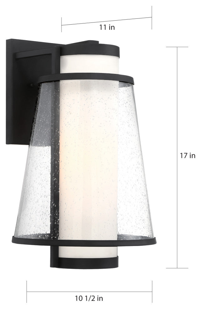 Nuvo Anau 1-Light Incandescent Matte Black Glass Wall Mount