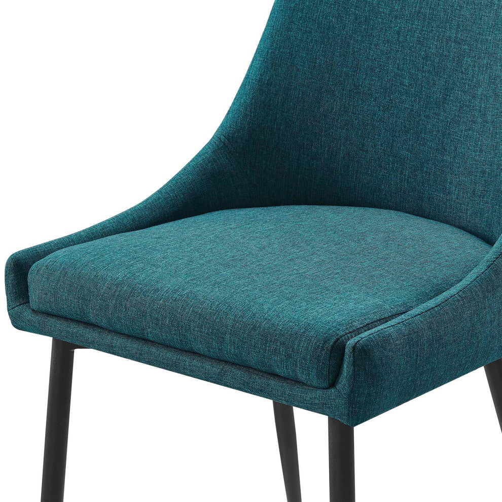 Side Dining Chair, Set of 2, Fabric, Metal, Black Blue, Cafe Bistro Restaurant
