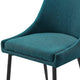 Side Dining Chair, Set of 2, Fabric, Metal, Black Blue, Cafe Bistro Restaurant