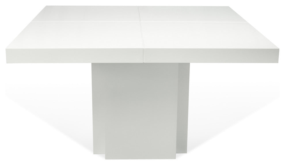 Contemporary Large Square Wood Dining Table, High Gloss White