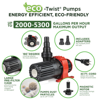 Eco-Twist Energy-Saving 5300GPH Pond Pump with Controller and 33-ft. Cord