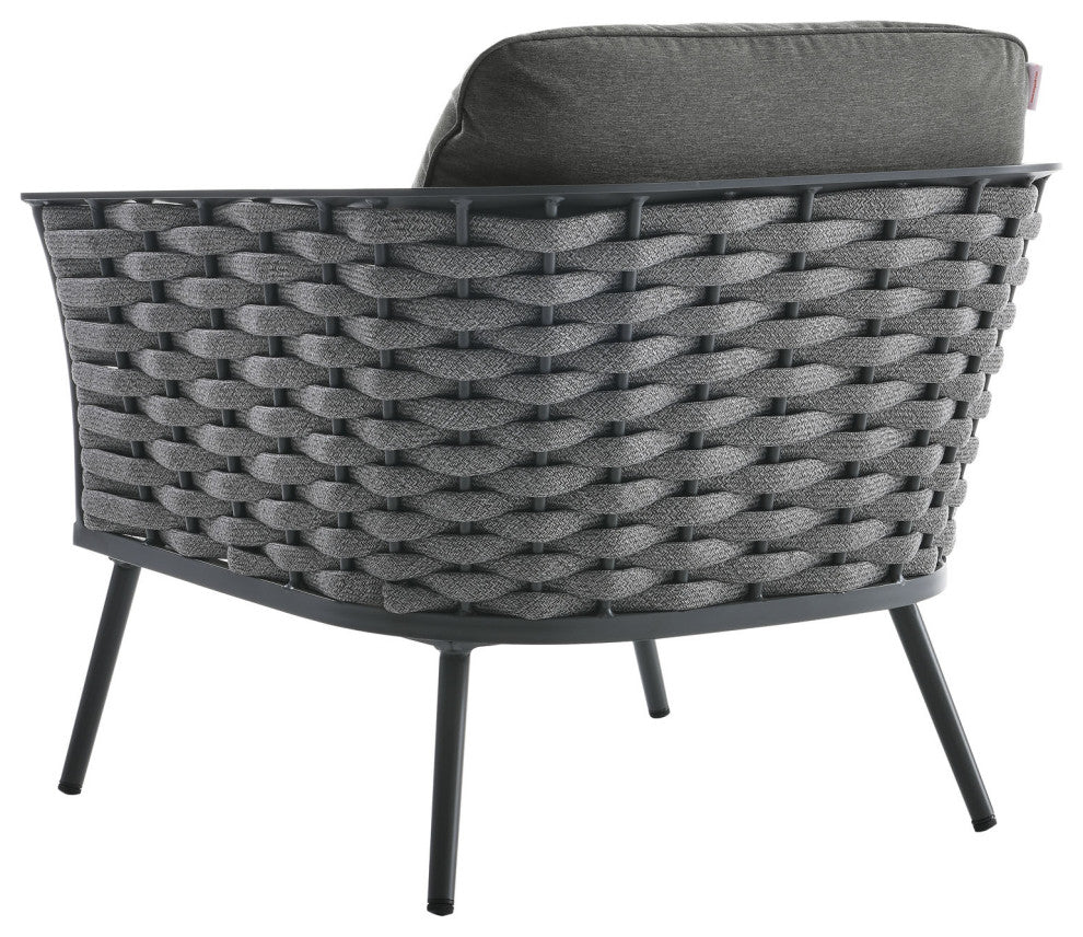 Lounge Sectional Sofa Chair Table Set, Aluminum, Modern, Outdoor, Gray