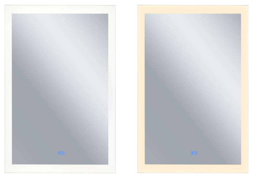 Abigail Rectangle Matte White LED 30 in. Mirror From our Abigail Collection