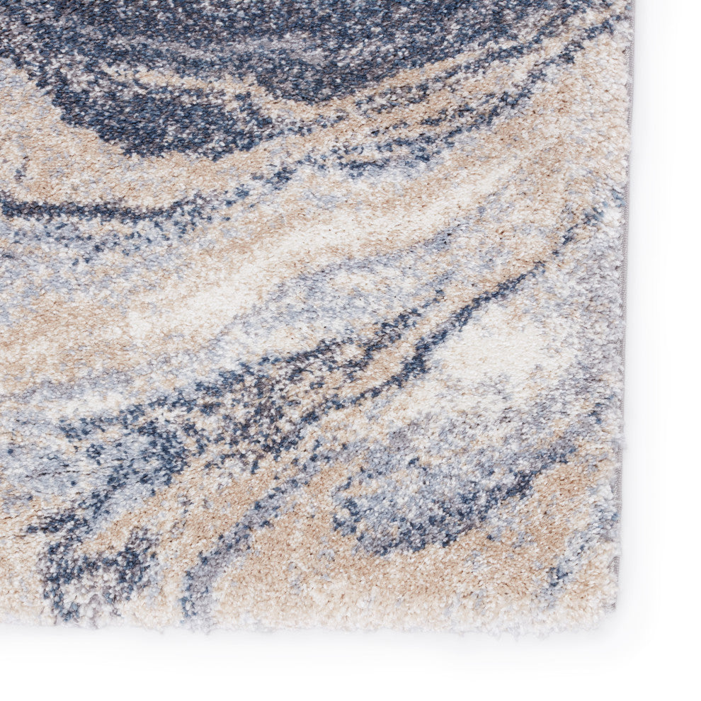Vibe Orion Abstract Blue and Light Gray Runner Rug, 12'x15'