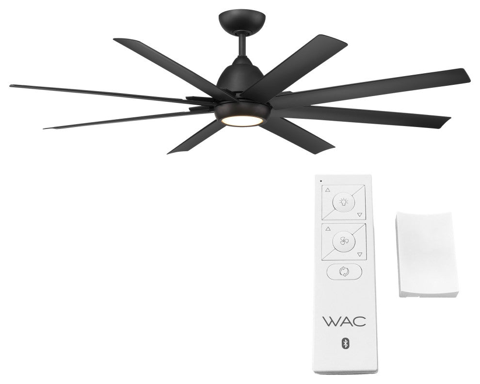 Mocha XL Indoor/Outdoor 8-Blade Smart Ceiling Fan 66" Matte Black, Light Kit