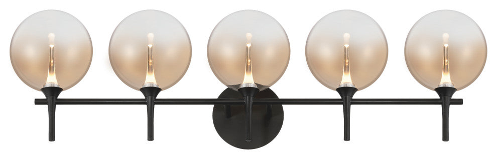 Iissa, Vanity, 5Lt, Matte Black, Amber Glass