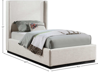 Flynn Linen Textured Fabric Full Bed, Beige, Twin