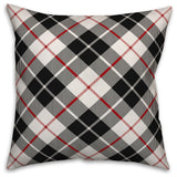 Black Farmhouse Plaid 16"x16" Throw Pillow