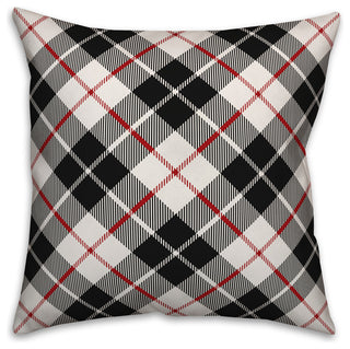 Black Farmhouse Plaid 16"x16" Throw Pillow