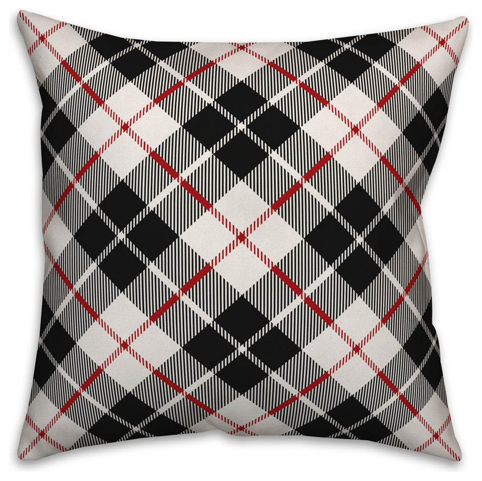 Black Farmhouse Plaid 16"x16" Throw Pillow