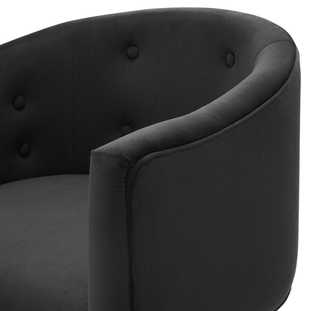 Tufted Accent Chair, Set of 2, Velvet, Metal, Black, Modern, Lounge Hospitality