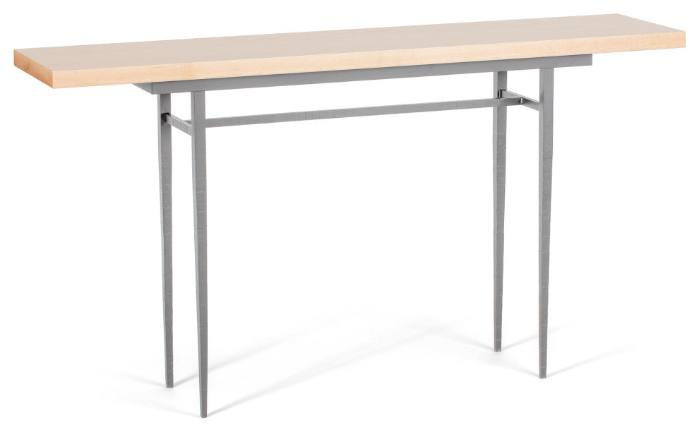 Wick 60" Console Table, Vintage Platinum Finish, Maple Natural Accents