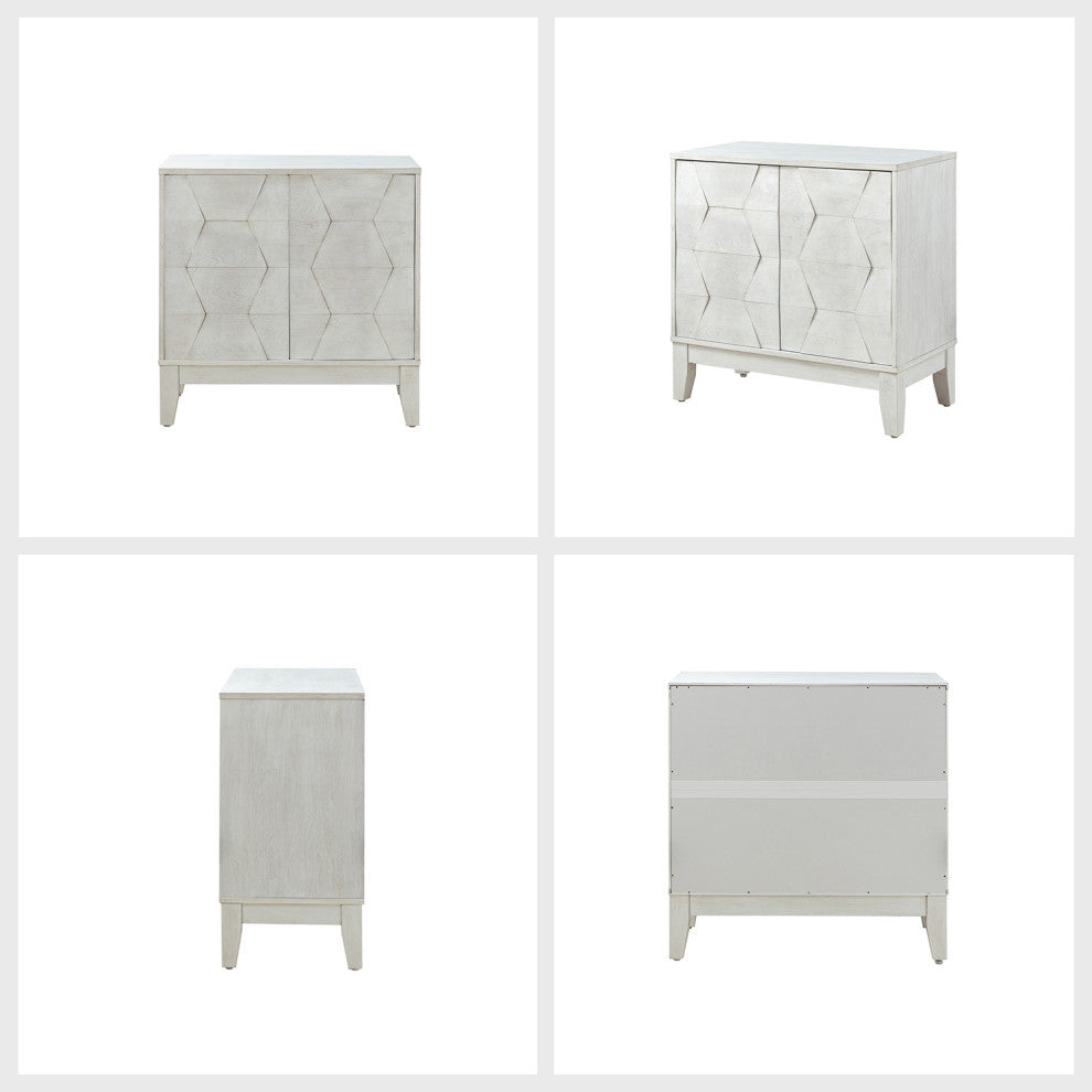 Mabel 2-Door Accent Cabinet With Adjustable Shelves Set of 2, White