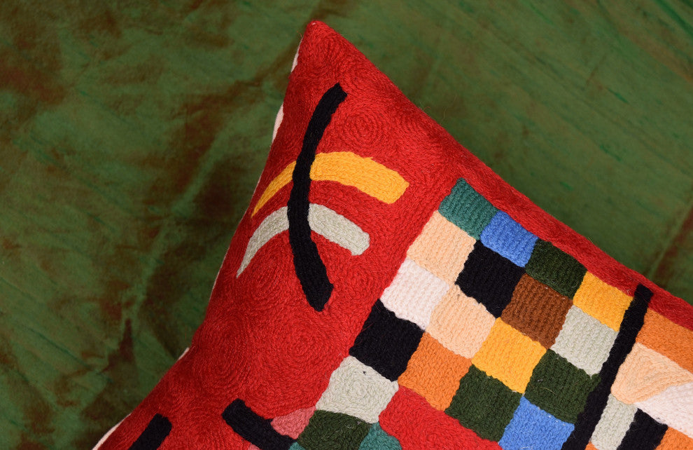 Lumbar Red Kandinsky Decorative Pillow Cover Abstract Counterweights Wool 14x20