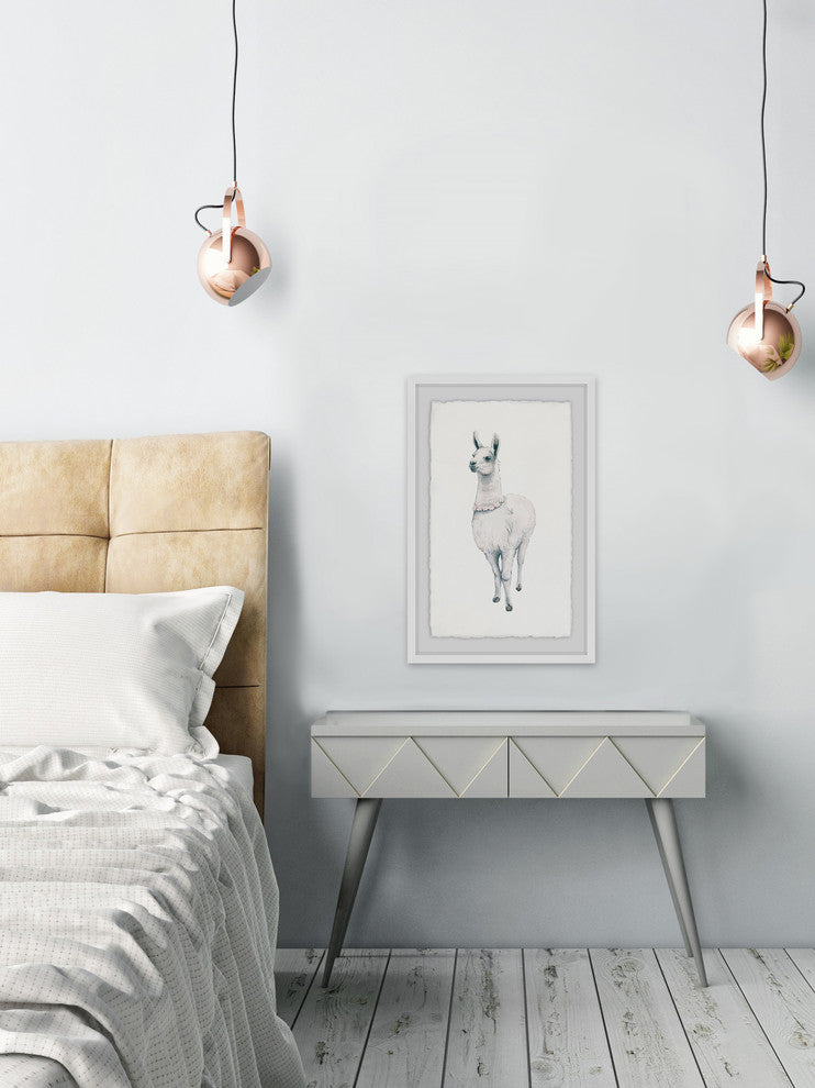"Flower Fringed Llama" Framed Painting Print, 20"x30"