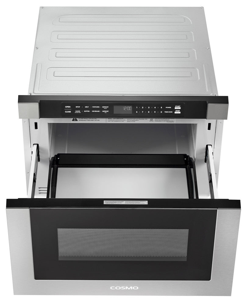 Cosmo 24" 1.2 Cubic Ft Built-in Microwave Drawer, Stainless Steel