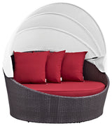 Espresso Red Convene Canopy Outdoor Patio Daybed