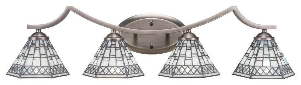 Zilo 4 Light Bath Bar, Graphite Finish, 7" Pewter Tiffany Glass