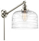 Bell Swing Arm With Switch, Polished Nickel, Clear Deco Swirl, Clear Deco Swirl