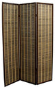 Benzara BM96148 Bamboo and Wood Two Tone 3 Panel Room Divider, Dark Brown