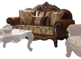 ACME Jardena Loveseat with 4 Pillows, Fabric and Cherry Oak