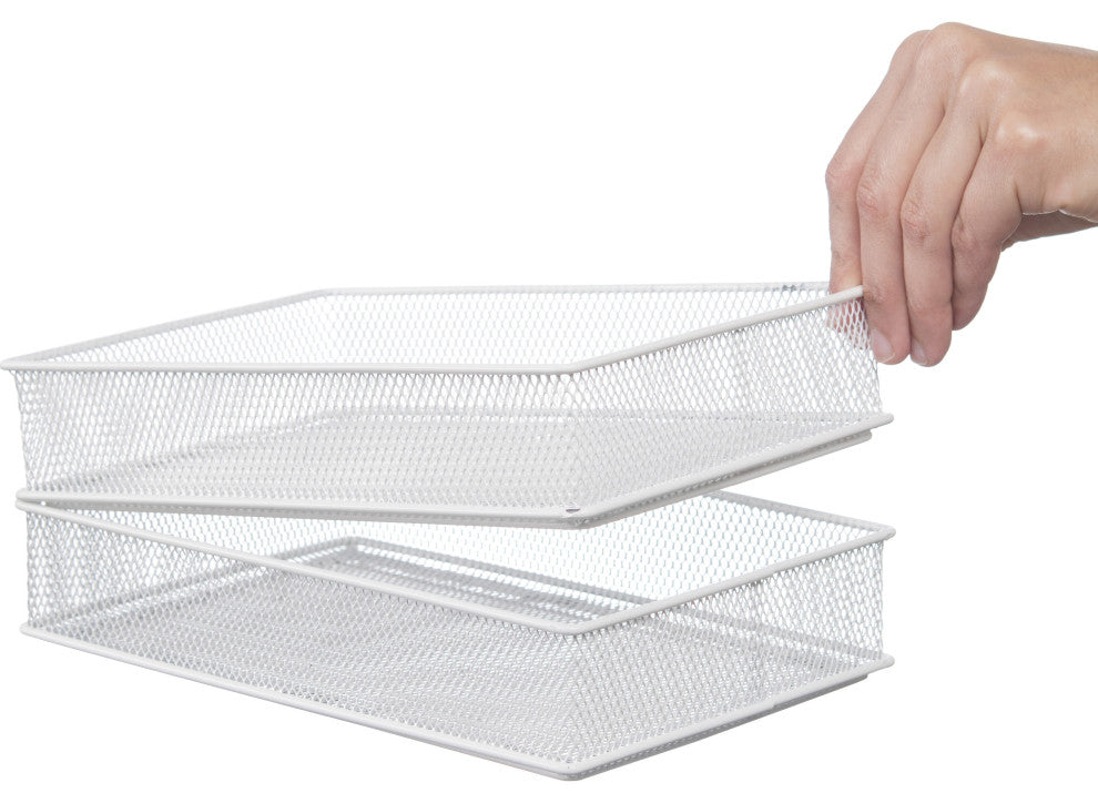 White Mesh Organizer Bins Organizer Basket, 2523-26-27-28, 6x9x2, 12
