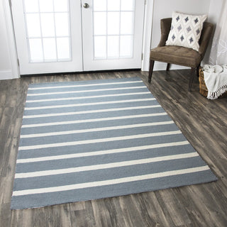 Rizzy Home Azzura Hill AH9937 Gray Strips Area Rug, Rectangular 5'x7'6"