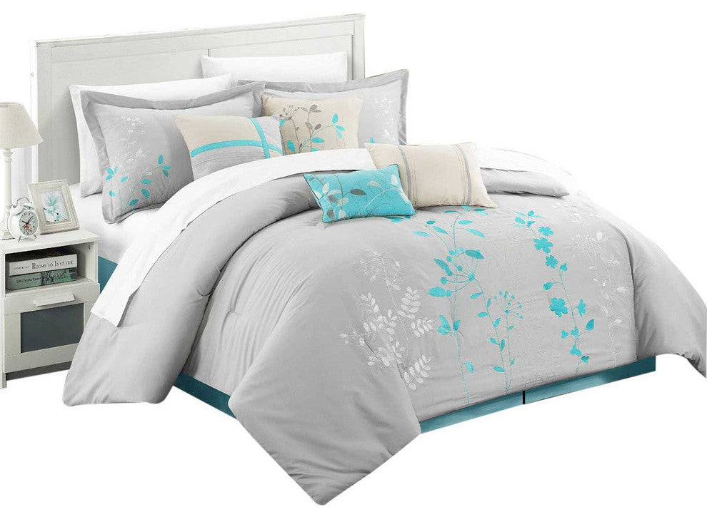 Brooke Bliss Garden 12-Piece Comforter Sheet Bed In A Bag King Turquoise