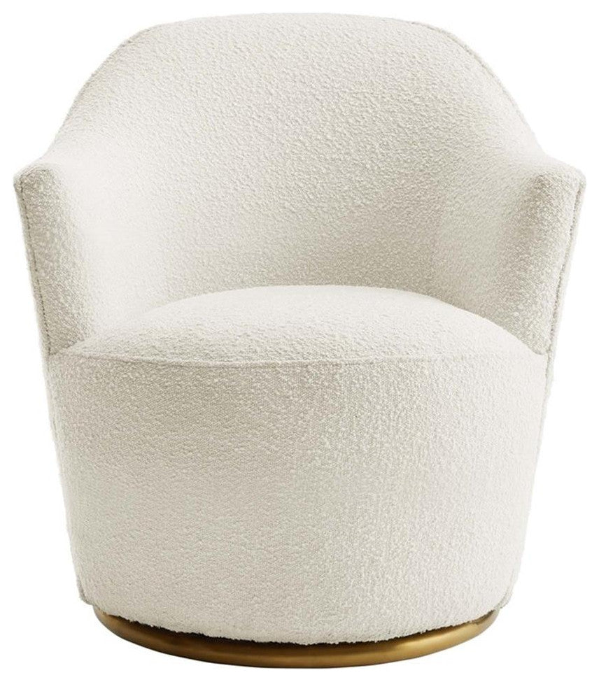Nora Boucle Upholstered Swivel Chair, White
