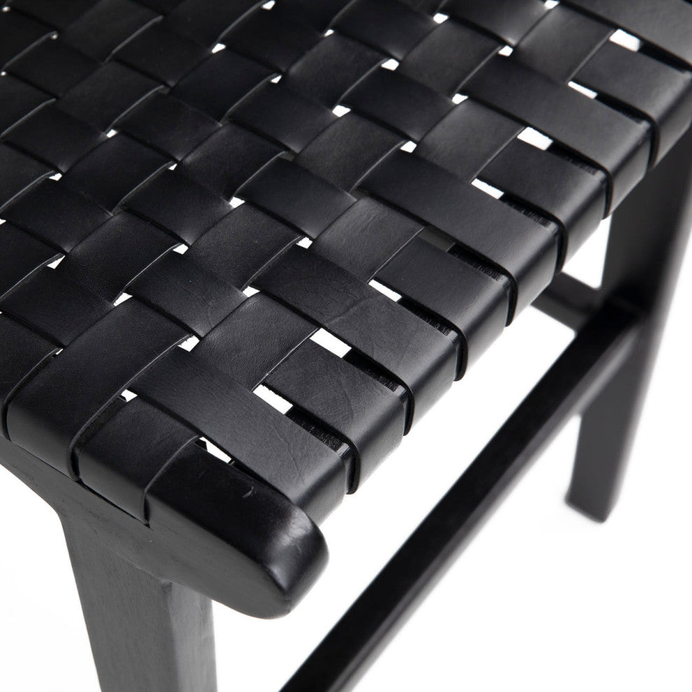 Black Leather Strap Counter Stool