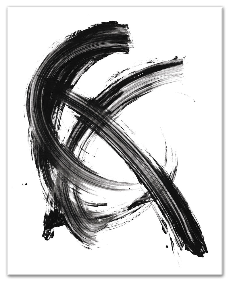 Black Brush Strokes Print on Canvas