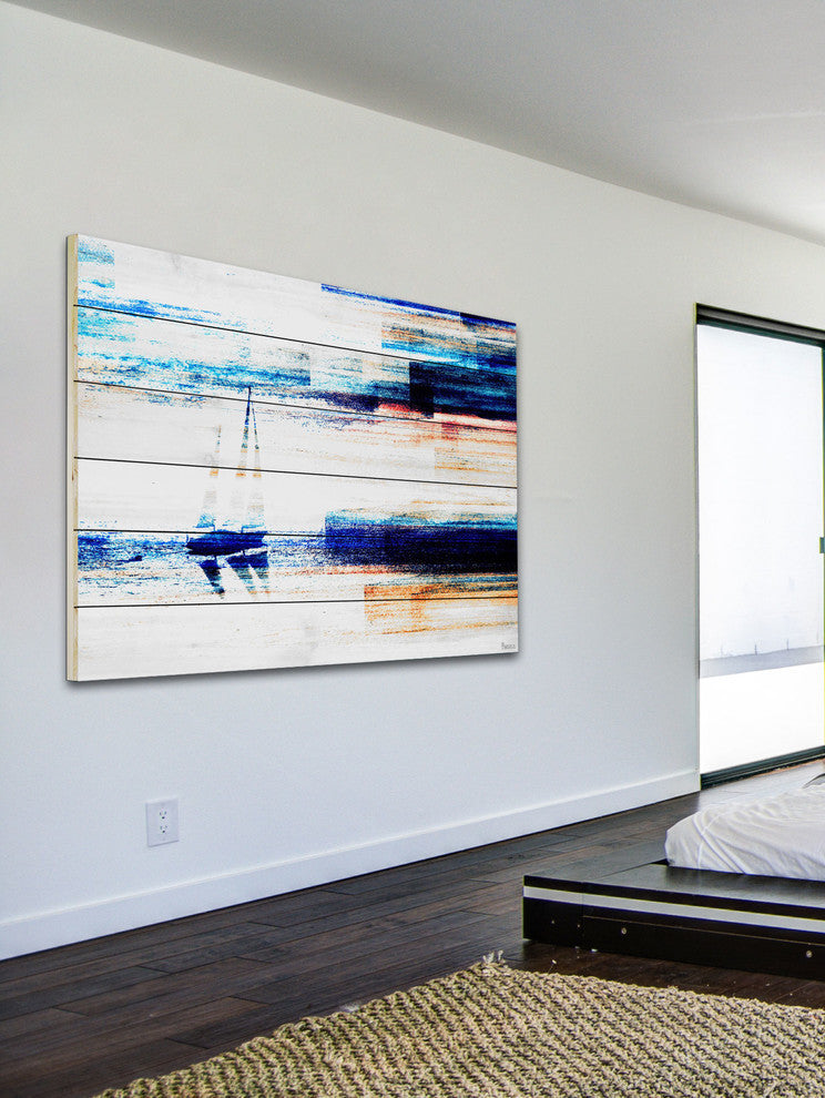 "Aegean Sea" UV Ink Print on White Wood60"x40", 60"x40"