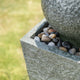 Geometric Pedestal and Sphere Polyresin Outdoor Fountain With LED Light and Pump
