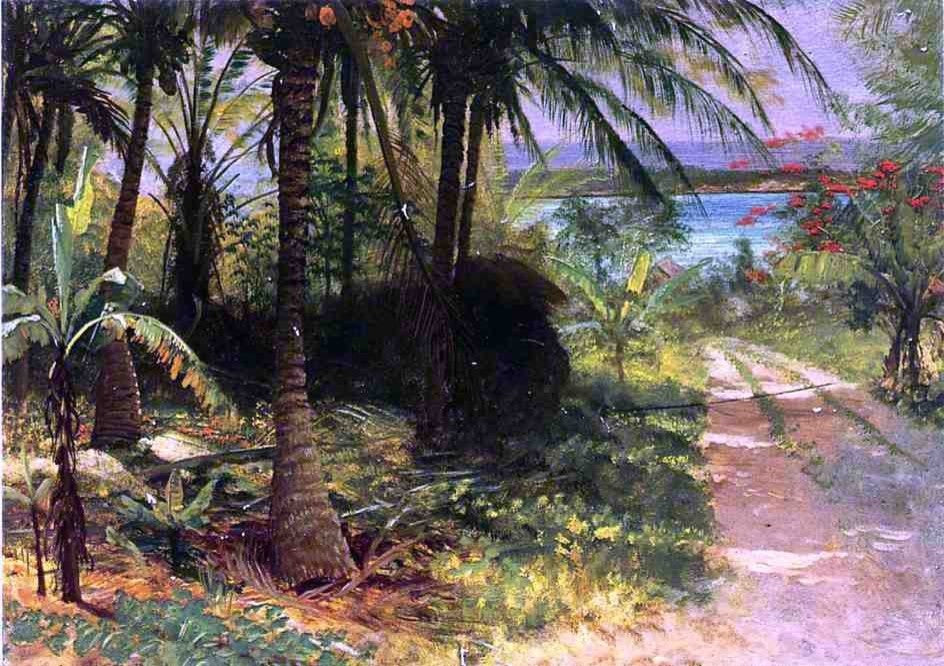 Albert Bierstadt A Tropical Landscape, Gallery Wrapped Canvas Print, 18"x27"