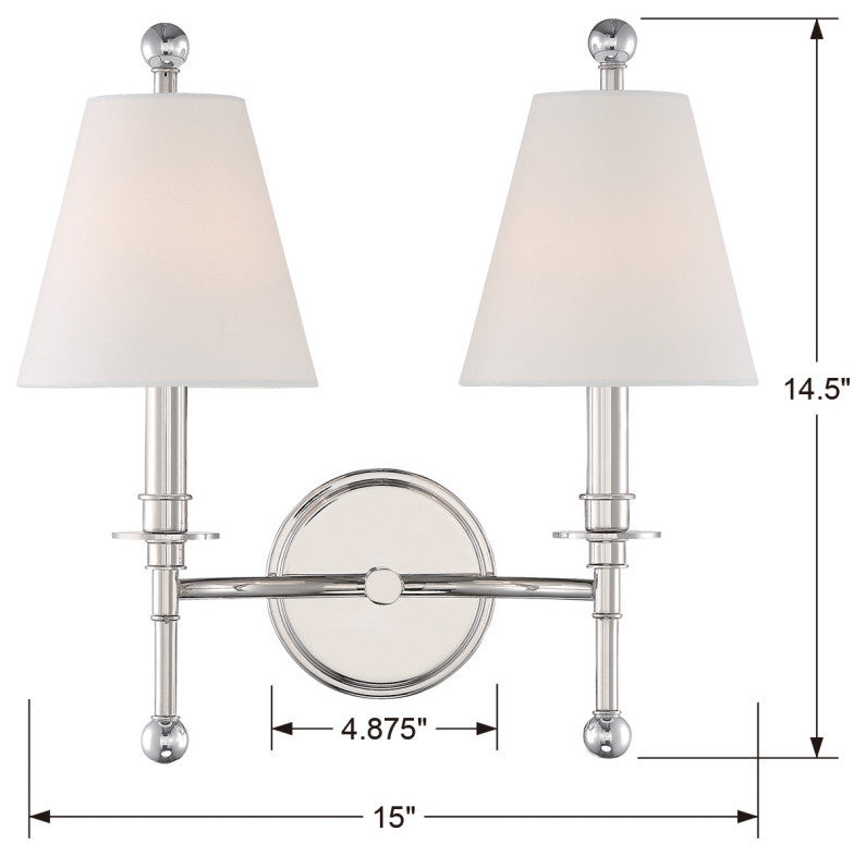 Riverdale 2 Light Polished Nickel Wall Mount