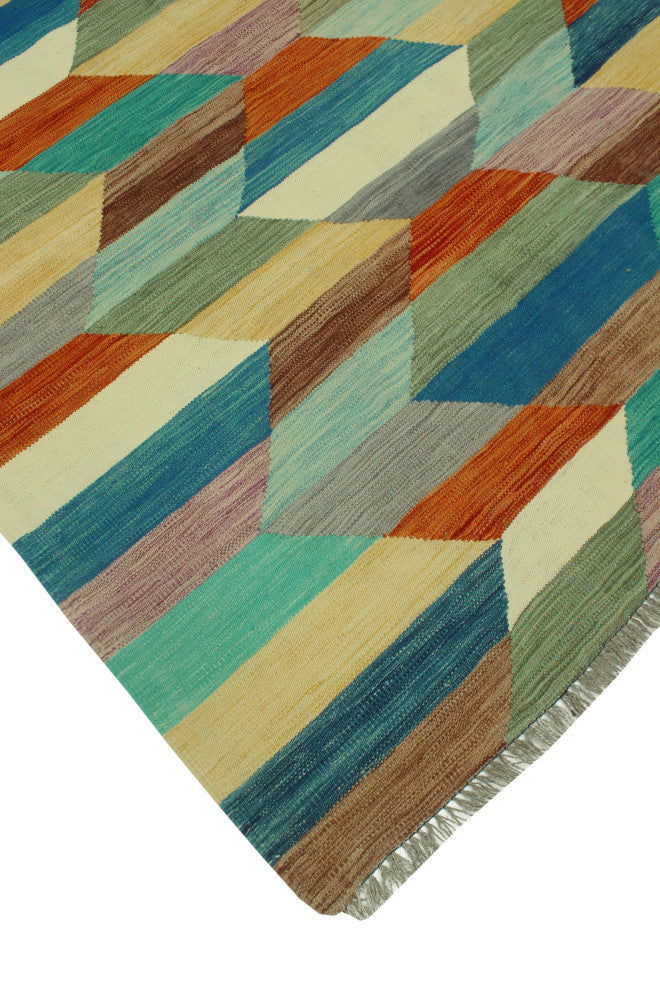 Winchester Kilim Shehzad Blue/Rust Rug, 4'8x6'8