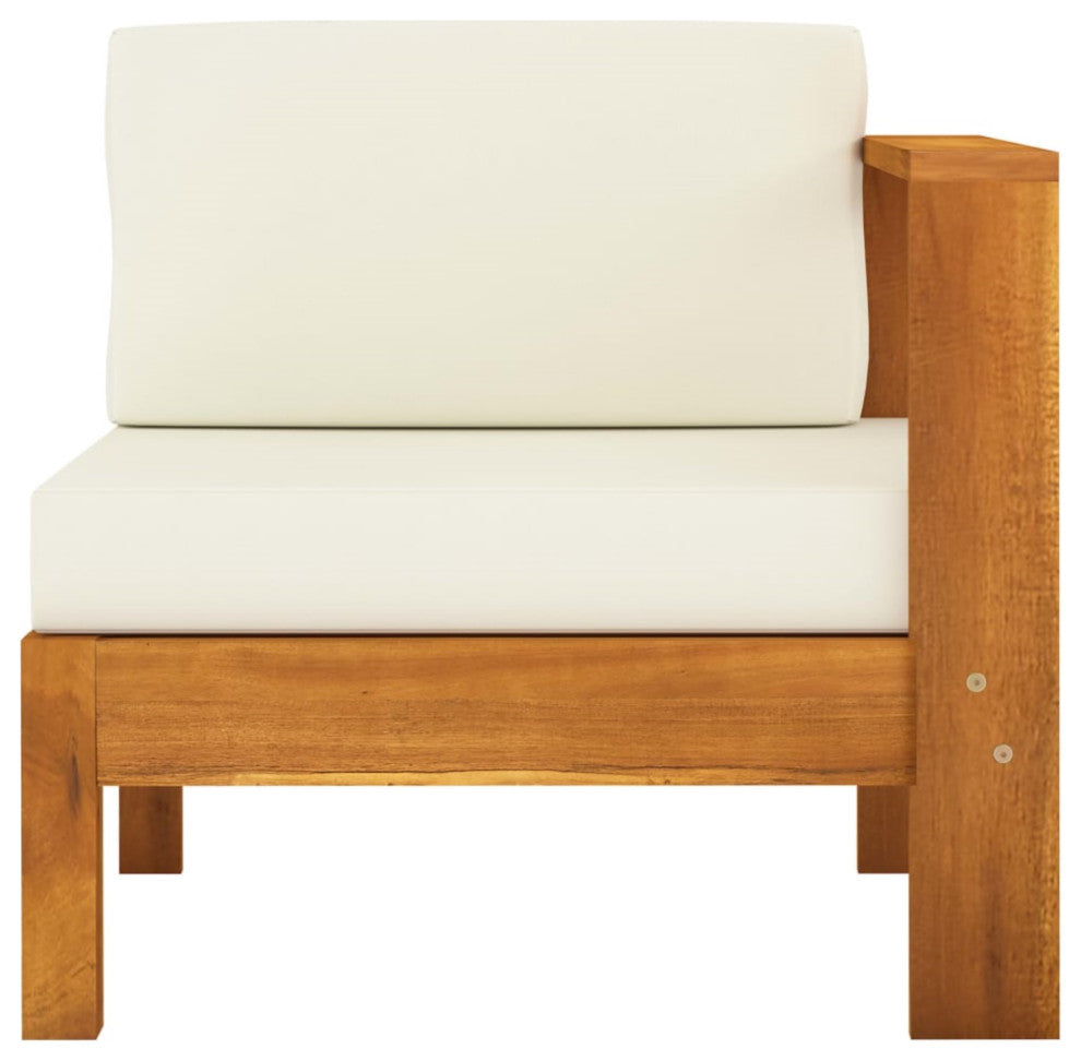 Vidaxl 6 Piece Garden Lounge Set With Cream White Cushions Acacia Wood