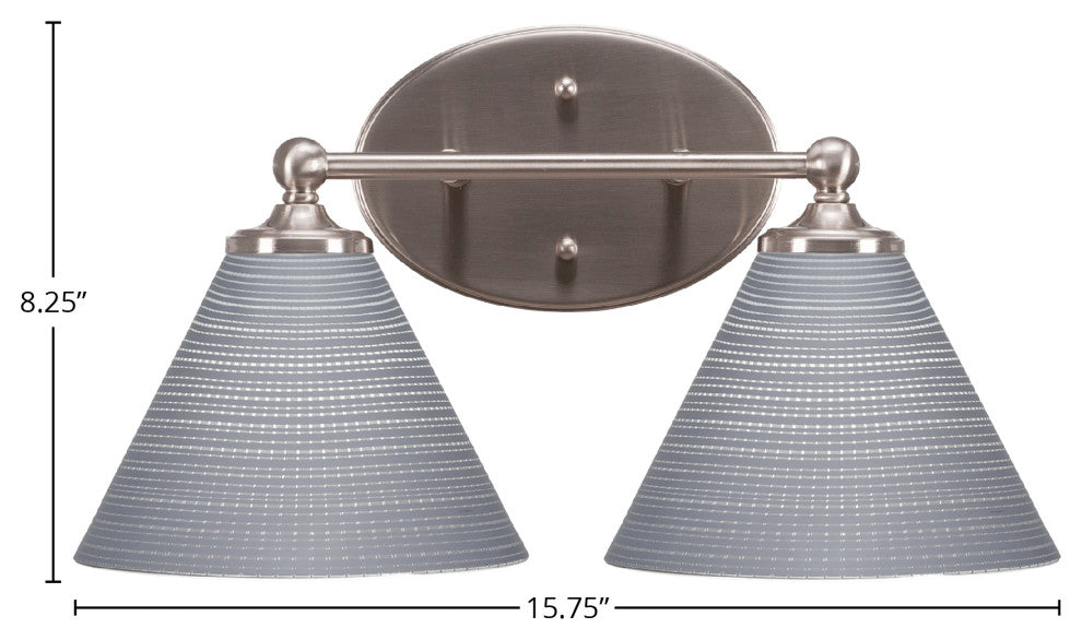 Capri 2-Light Bath Bar, Brushed Nickel/Gray Matrix