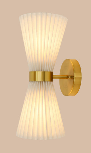 Beacon Lighting Amore Pleated Wall Bracket, Brass With White Linen Shade, 2 Light