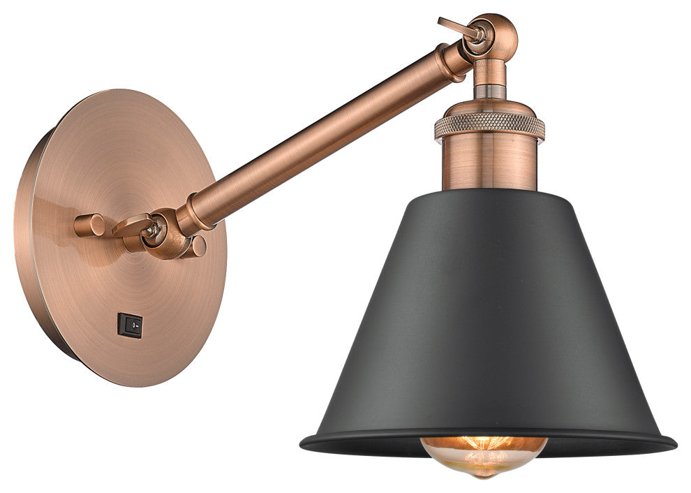 Innovations 317-1W-AC-M8-BK-LED Smithfield 1 Light Sconce, Antique Copper